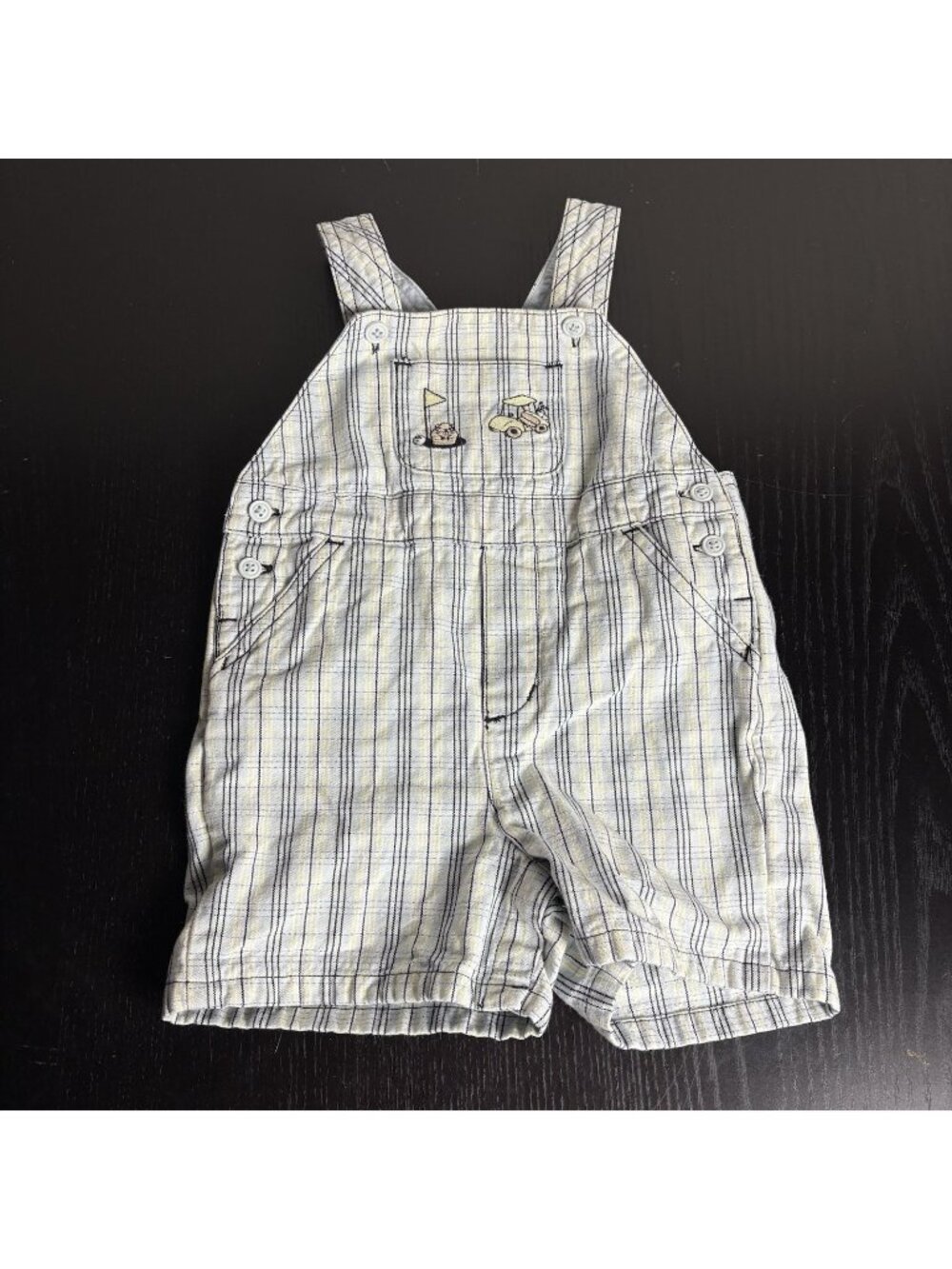 Vintage Y2K GYMBOREE Baby Boy 6-9M Plaid One-Piece Short Romper Golf Theme 2004